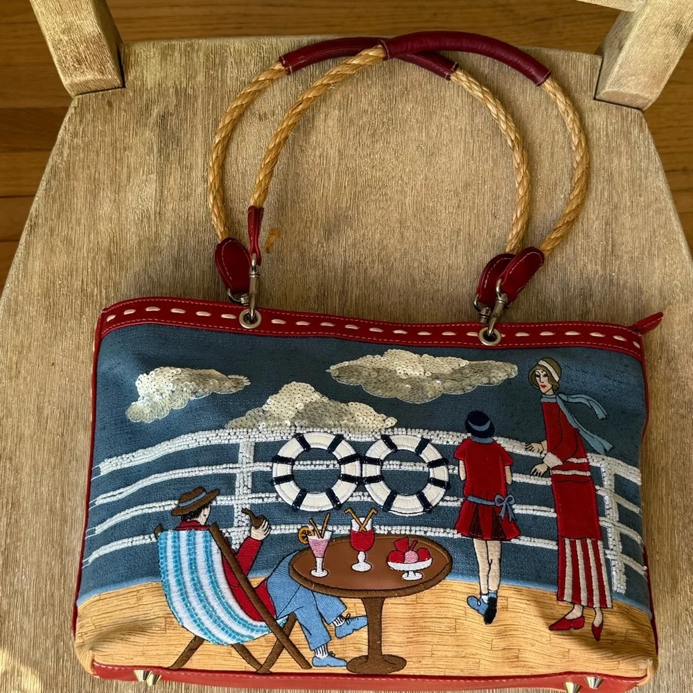 Rare Vintage Isabella Fiore “Let’s Cruise” Beaded Tote Bag – 1990s - Picture 4 of 11